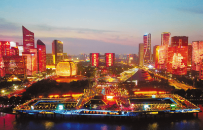 杭州开启主题灯光秀及城市夜景灯光 钱江新城灯光小品秀持续12天
